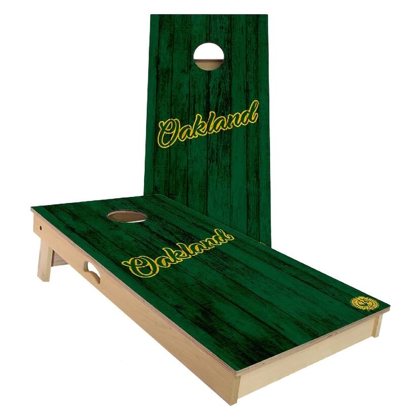 Oakland Vintage Baseball Outdoor Cornhole Board Set - Backyard 2x4 - NO Accessories