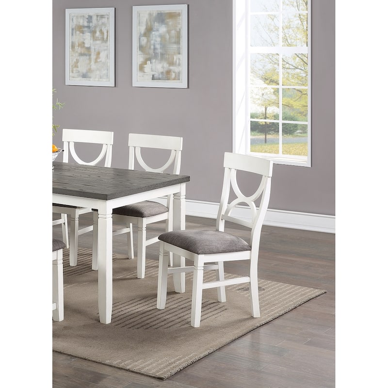 Dining Room Furniture White 6pc Dining Set Table 4 Side Chairs and A Bench Rubberwood MDF