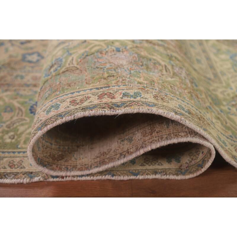 Hand Knotted Oriental 100% Wool Carpet Traditional Floral Peach Kashan Area Rug - 9' 8'' X 6' 6''