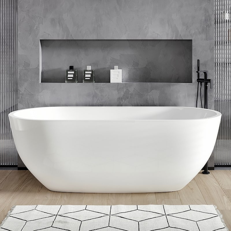 Eviva Clair 60" Glossy White Acrylic Freestanding Bathtub