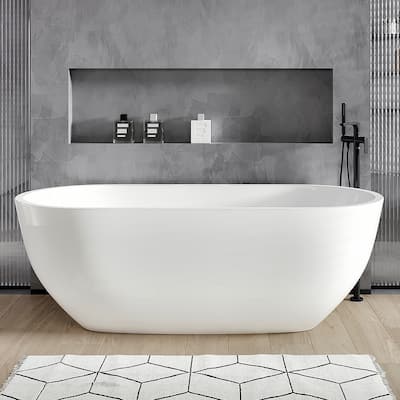 Eviva Clair 60" Glossy White Acrylic Freestanding Bathtub