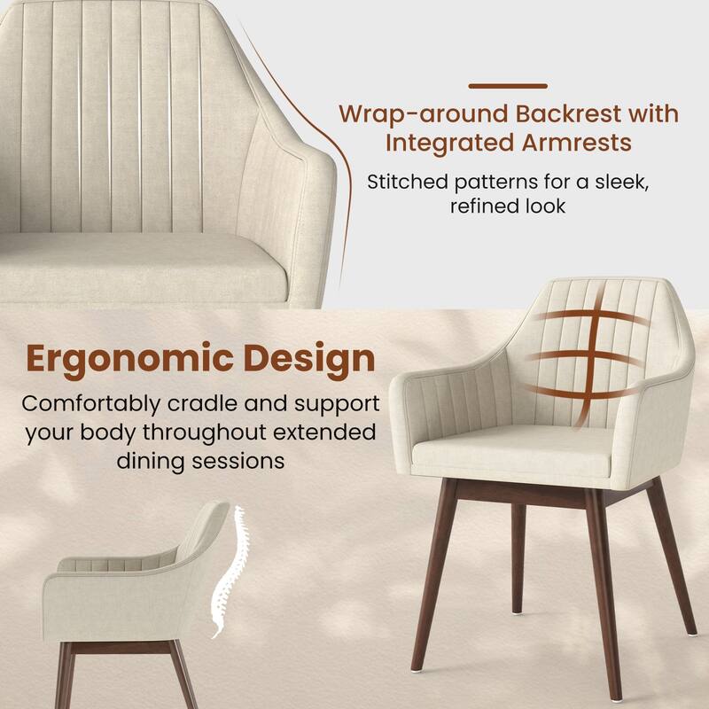 Gymax Set of 4 Dining Chairs Upholstered Kitchen Table Chairs w/ Solid