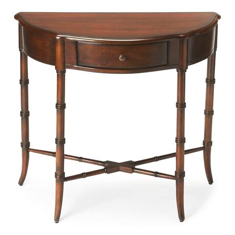 Skilling Traditional Cherry Demilune Console Table - Dark Brown