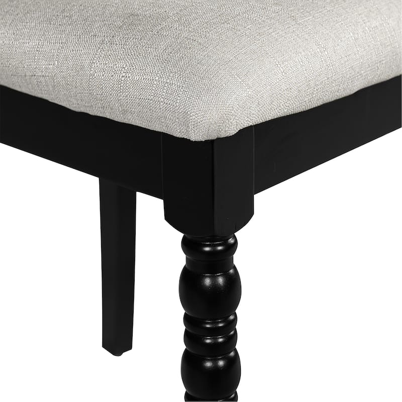 Farmhouse Linen Upholstered Dining Chairs Set of 6 with Solid Wood Legs