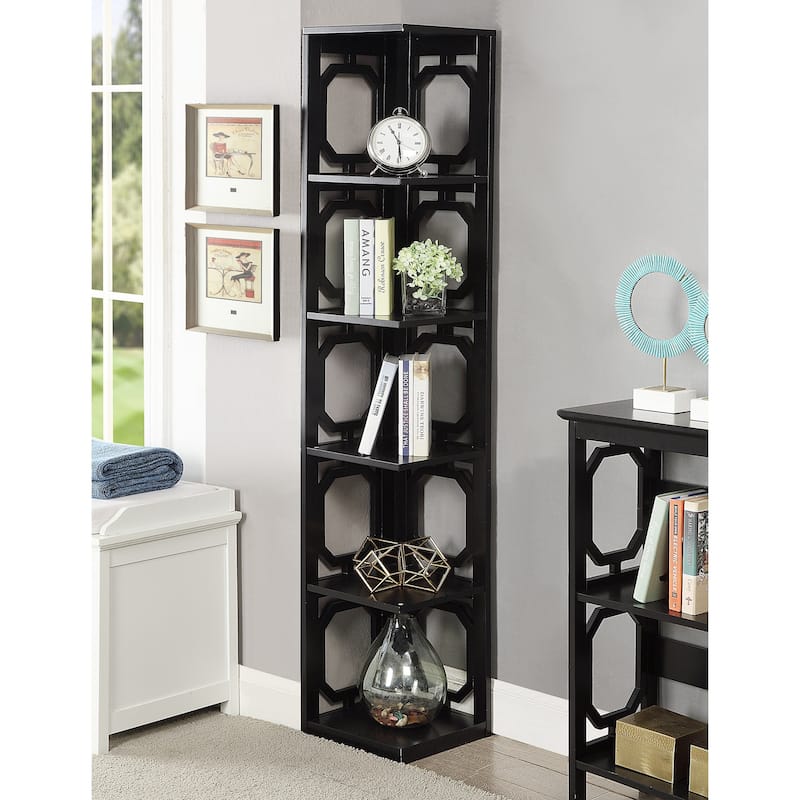 Convenience Concepts Omega 5 Tier Corner Bookcase - Black