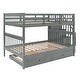 preview thumbnail 5 of 8, Stairway Full-Over-Full Bunk Bed with Twin size Trundle, Storage and Guard Rail for Bedroom, Dorm - Gray