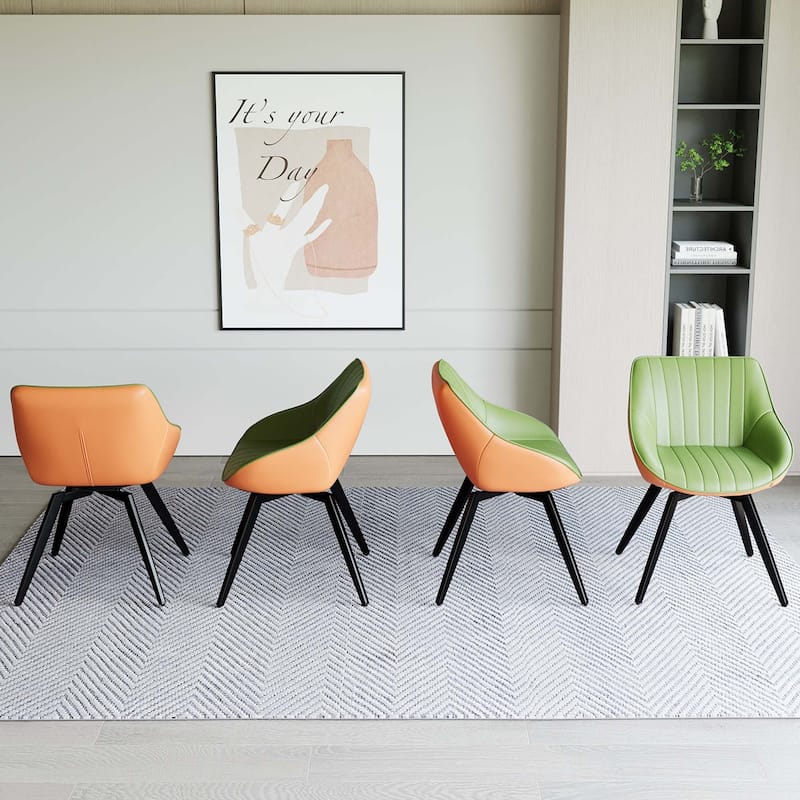 PU Dining Chair With Metal Legs,Set of 4