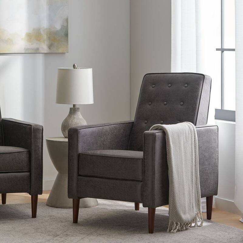 Mid-Century Modern Fabric Recliner Chair with Birch Legs by Christopher Knight Home