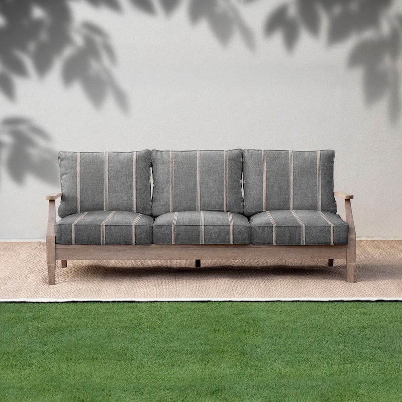 Sorra Home Sunbrella Outdoor Deep Seating Sofa Cushion Set - 30 in W x 27 in D x 5 in H - Lengthen Stone