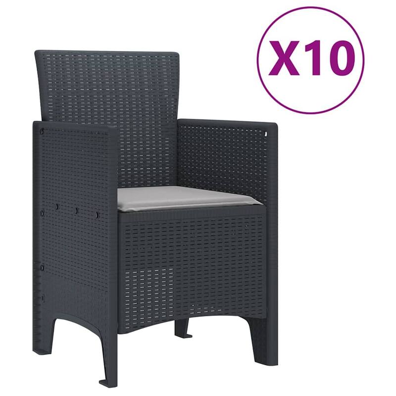vidaXL Garden Dining Set 9/11 pcs Anthracite/Brown Polt rattan - 250 x 100 x 73 cm