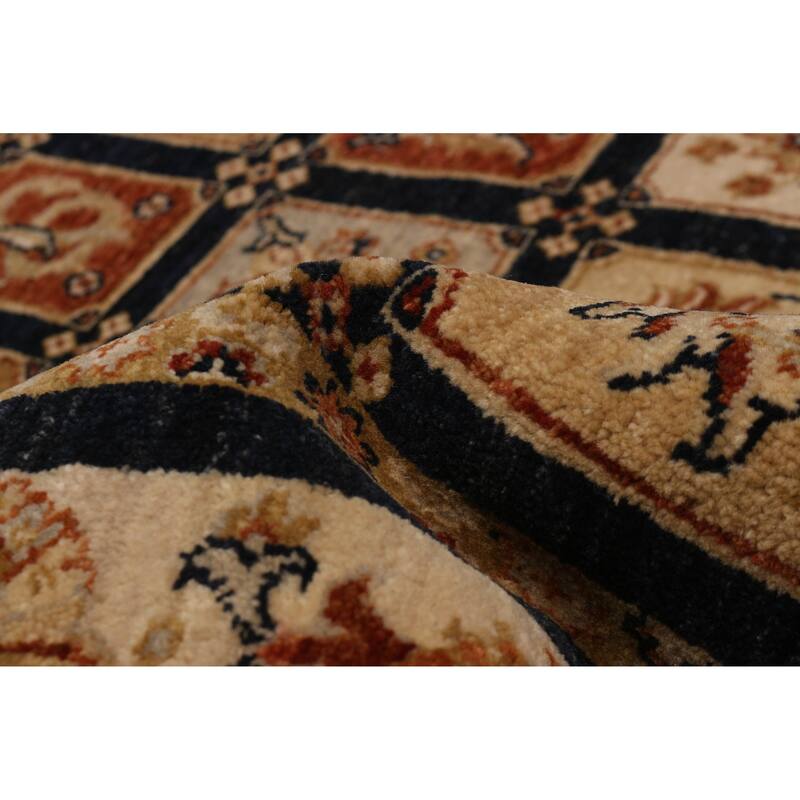 ECARPETGALLERY Hand-knotted Jamshidpour Black, Light Khaki Wool Rug - 5' 8" x 7' 11"