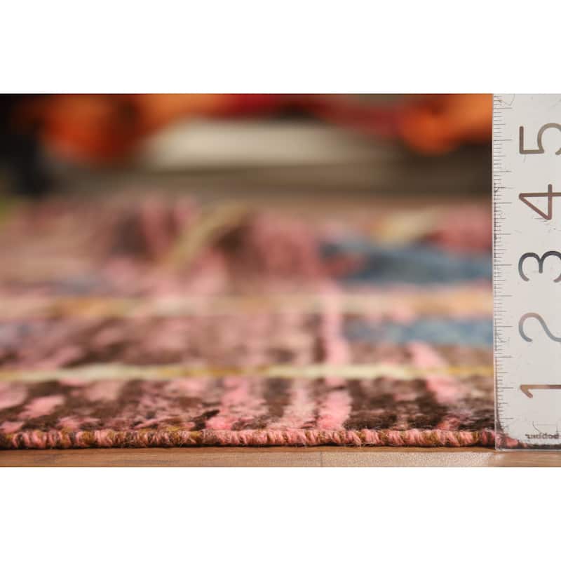Geometric Moroccan Oriental Large Rug Hand-Knotted Pink Wool Carpet - 10'1" x 13'10"