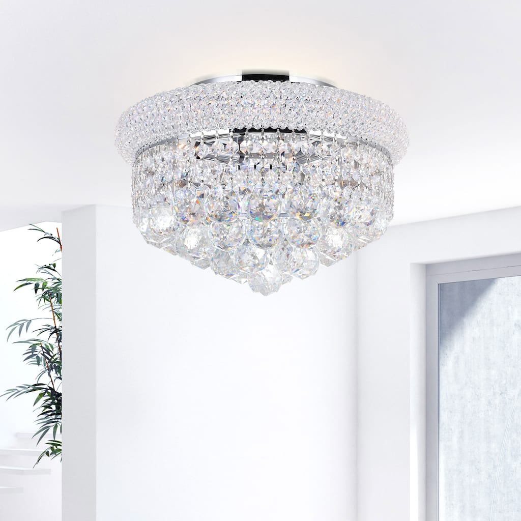 Empire 4 Light 14in Chrome Flush Mount with Crystals