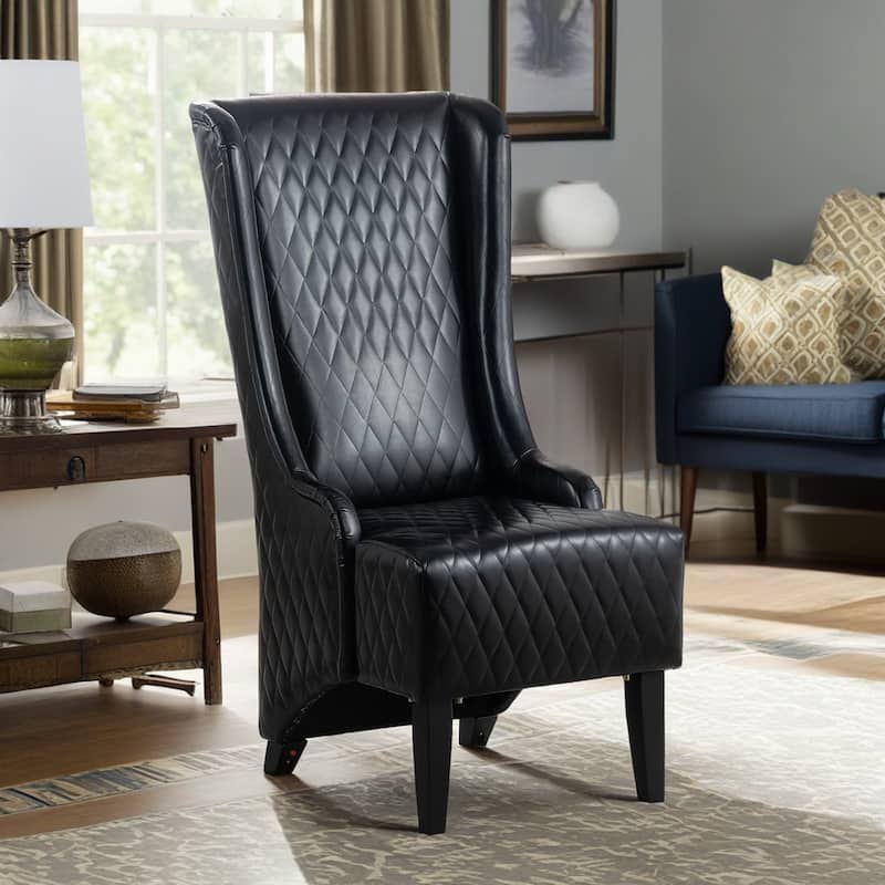 GDFStudio - Evelyn High-Back Upholstered Wingback Accent Chair with Wooden Legs