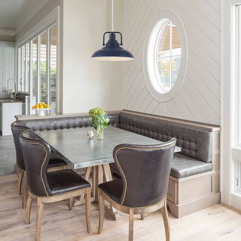 1-Light Rustic Hanging Kitchen Pendant Light Island Ceiling Light with Metal Shade for Dining Room