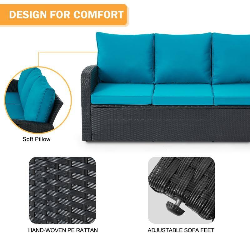 6/7-Piece Rattan Patio Set w/Optional Fire Pit Table – Outdoor Conversation Sectional, Weather-Resistant Wicker Furniture