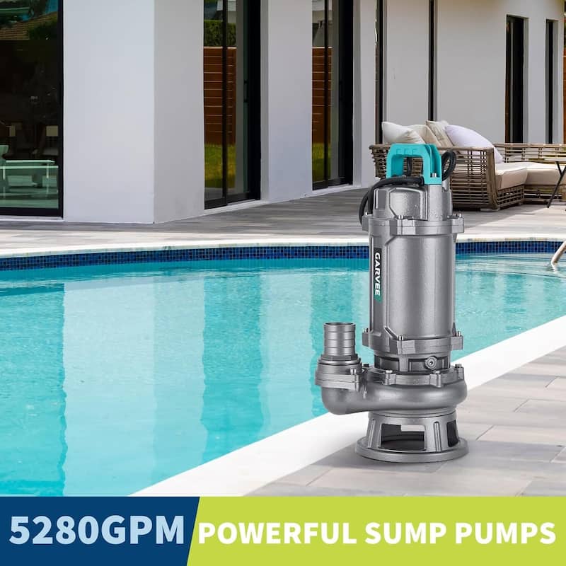 110V 1HP 5280GPH Cast Iron Sewage Effluent Pump for Basement Septic Residential-Sewage - N/A