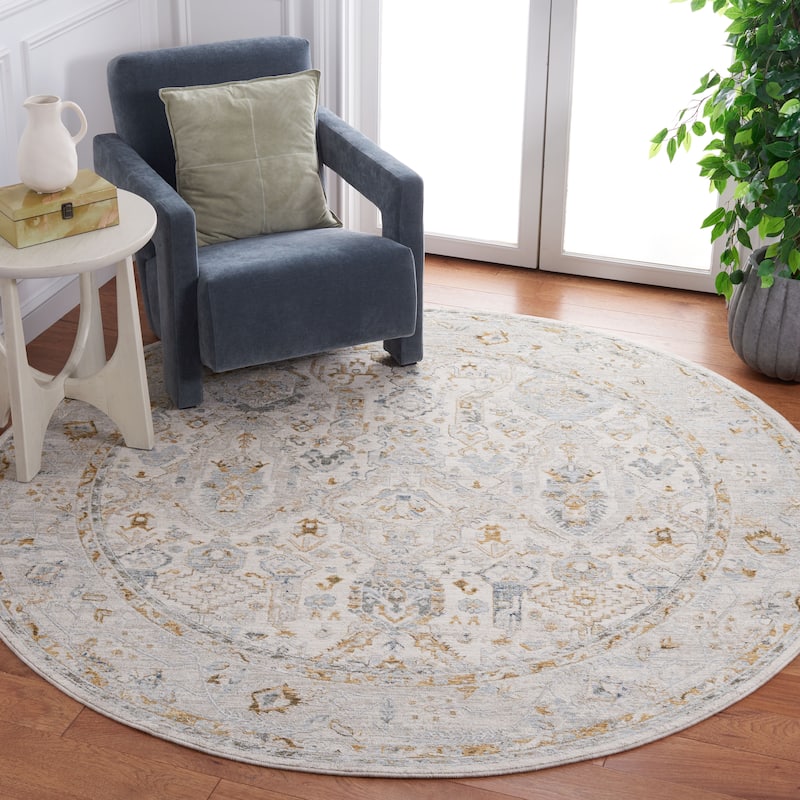 SAFAVIEH Hamilton Friedliese Oriental Rug - 6'7" Round - Grey/Blue