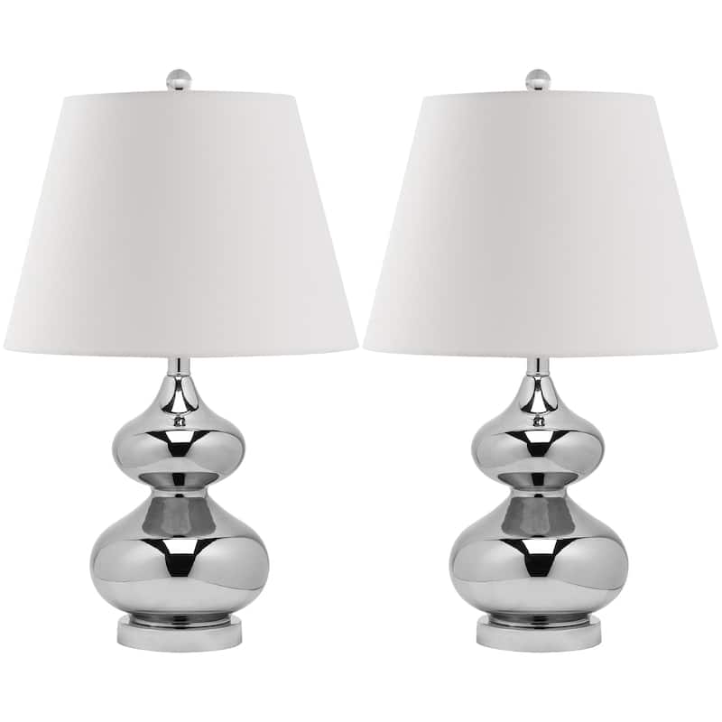 SAFAVIEH Lighting 24-inch Eva Double Gourd Glass Silver Table Lamp (Set of 2) - 14"W x 14"D x 24"H