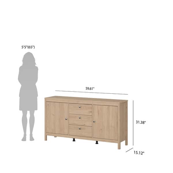 dimension image slide 7 of 10, Porch & Den Madrid 2-Door Sideboard with 3-Drawers