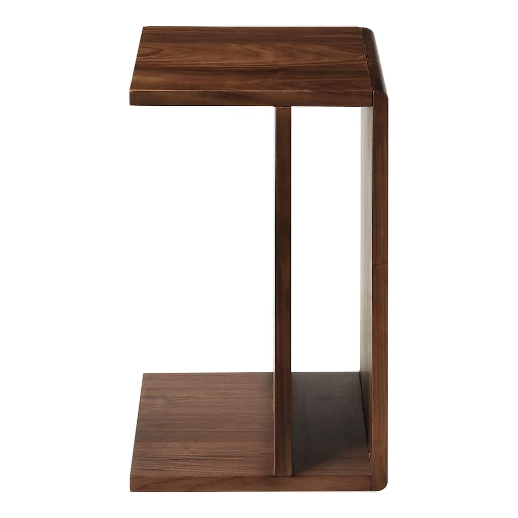 NADAAL STUDIOS Selene C Shaped Accent Table, Solid Walnut, Matte Finish, Rectangular, Brown