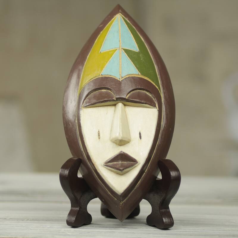 Novica Handmade Patience African Beaded Wood Mask