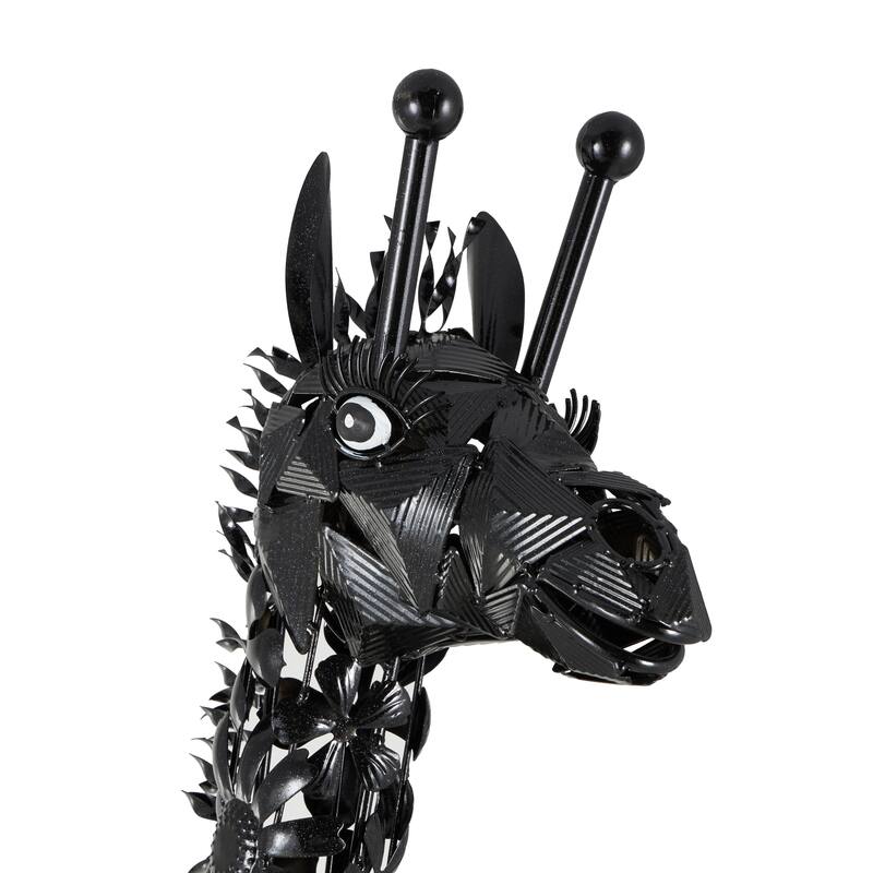Metal Giraffe Indoor Outdoor Tall Garden Sculpture - Black - Roche River Decor