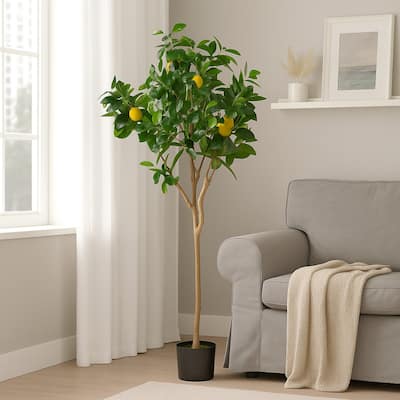 Zylo Decorative Faux Lemon Tree, 59 Inch, Green