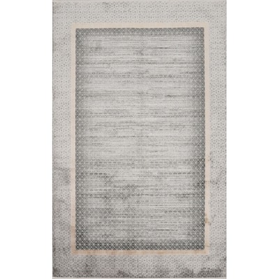 Machine Made Oriental Polyester Carpet Modern Geometric Greys & Charcoal Modern Area Rug - 7' 5'' X 5' 2''
