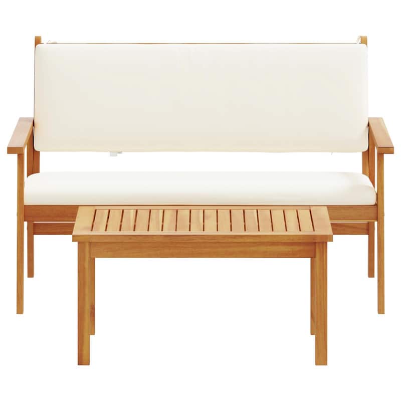 vidaXL Garden Bench with Cushions Solid Wood Acacia - 25.2 x 47.2 x 31.1
