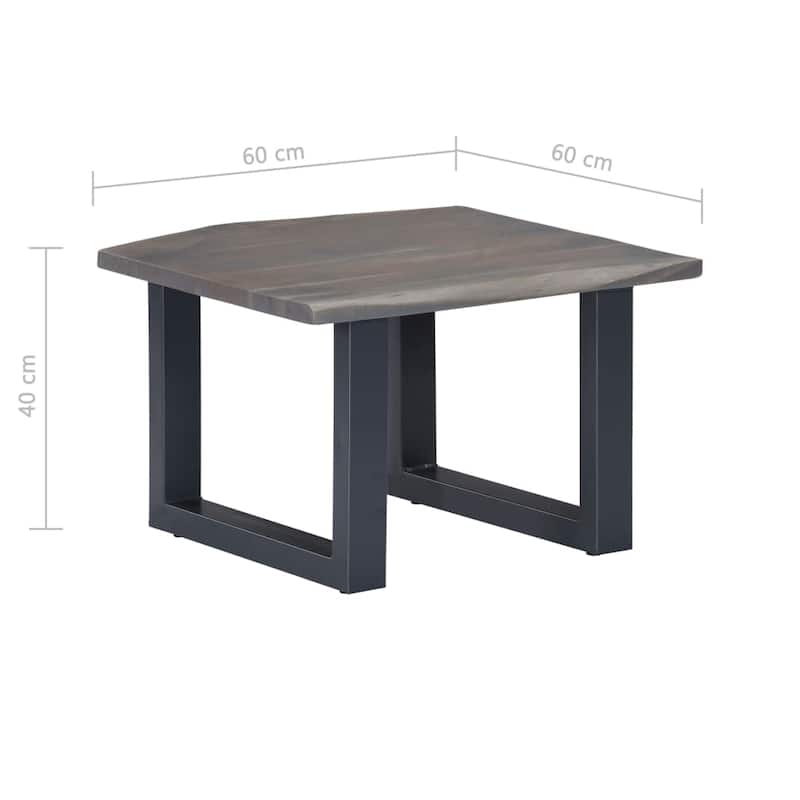 vidaXL Coffee Table Grey Solid Acacia Wood, Powder-Coated Iron 23.6 in - 23.6"x23.6"x15.7" (L x W x H)