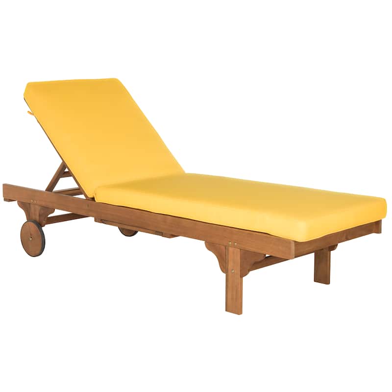 SAFAVIEH Outdoor Aubrie Adjustable Chaise Lounge Chair with Wheel.