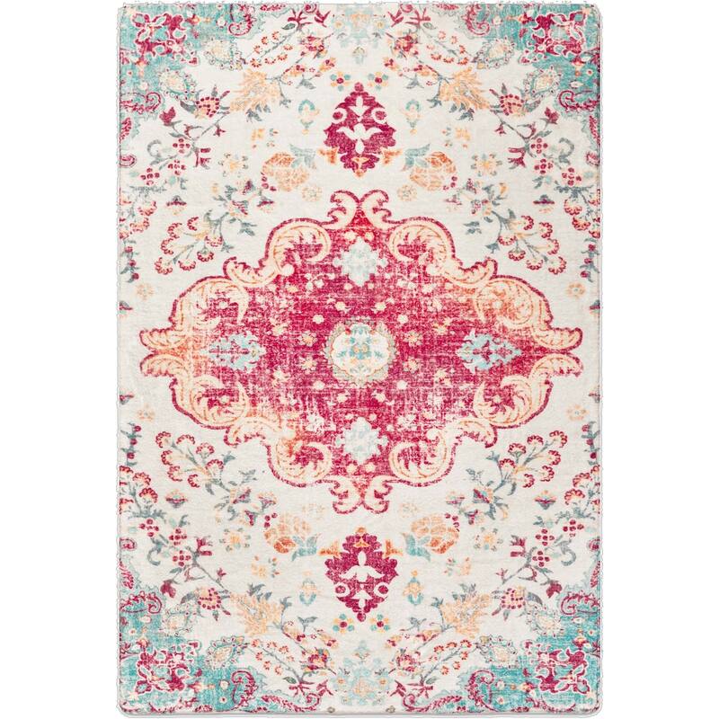 HomeRoots Medallion Traditional Rectangle Area Rug
