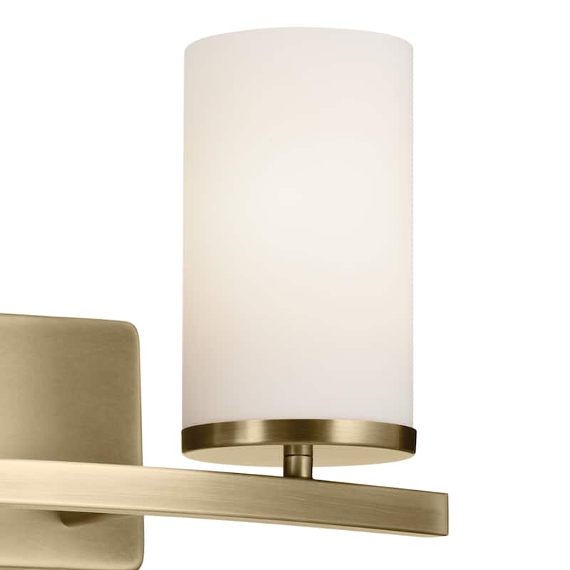 Kichler Lighting Crosby 15.25 in. 2-Light Natural Brass Vanity Light with Etched Glass
