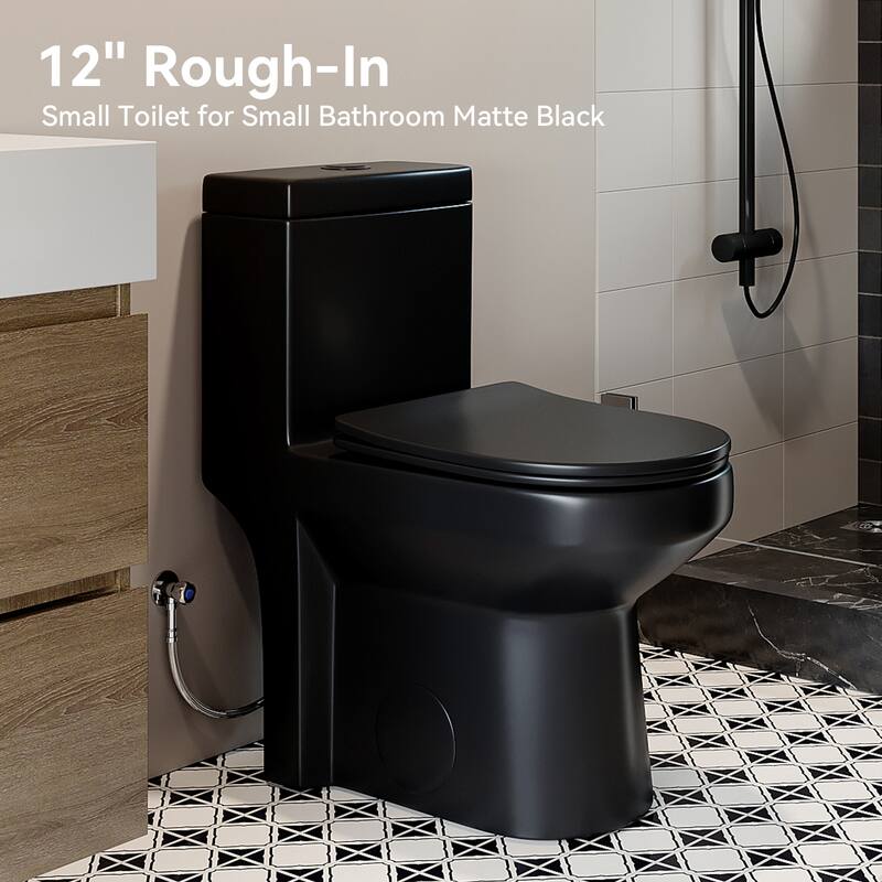 HOROW 1 Piece Dual Flush Toilet White 0.8 1.28 GPF Durable UF Seat Included - N/A