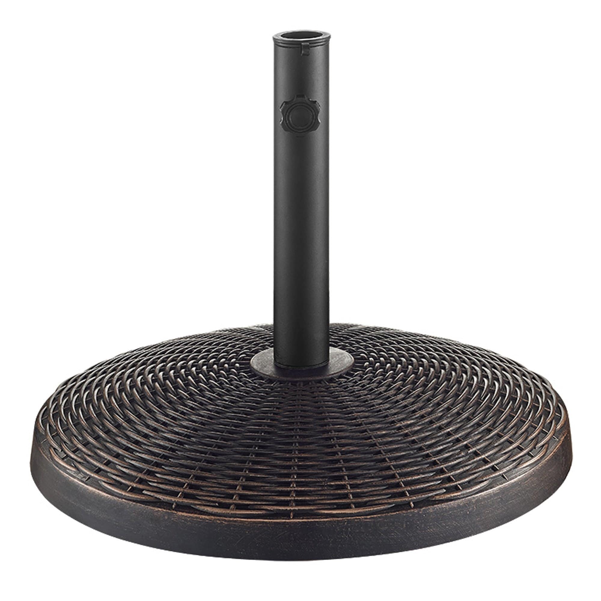 edington patio umbrella base in antique bronze Walker Edison Round Woven Outdoor Umbrella Base - Bed Bath & Beyond