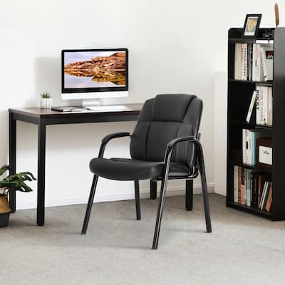Premium Leather Guest Chair with Padded Armrests