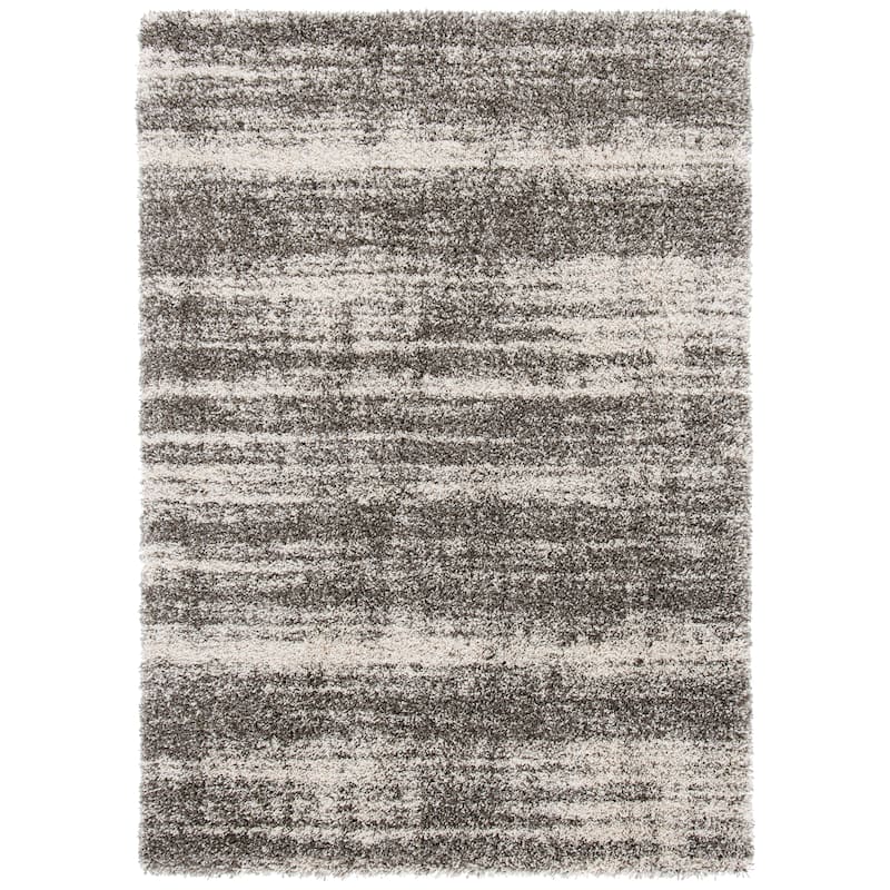 SAFAVIEH Hudson Shag Kandy 2-inch Thick Rug - 7' Square - Ivory/Grey