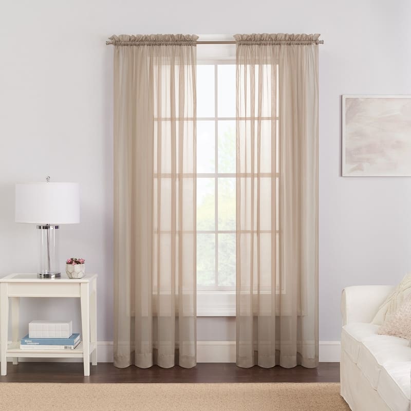 Eclipse Victoria Voile Curtain Panel Pair - 84 Inches - Taupe