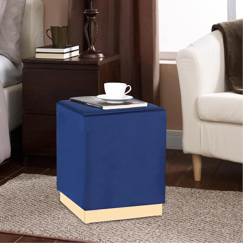 Adeco Ottoman Footrest Vanity Stool Gold Trim Footstool