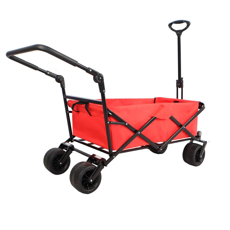 Folding Wagon with All-Terrain Wheels, 230lbs Capacity, Telescoping Handle, and Dust Cover for Beach, Outdoor, and Garden Use
