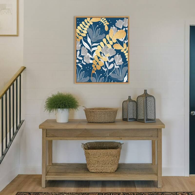 Blue Botanical Garden by Sannel Larson Framed Canvas Wall Art Print