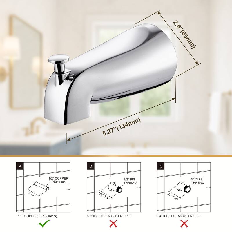 WOWOW Integrated Diverter Bathtub Spout