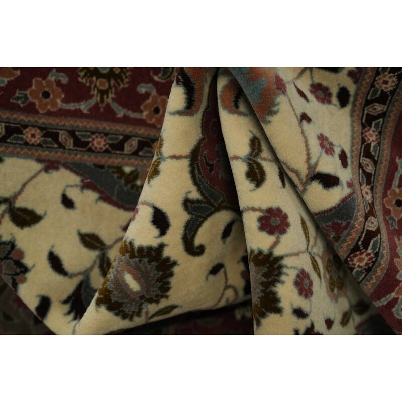 Hand Knotted Oriental 100% Wool Carpet Traditional Floral Beige & Ivories Tabriz Area Rug - 5' 3'' X 3' 4''