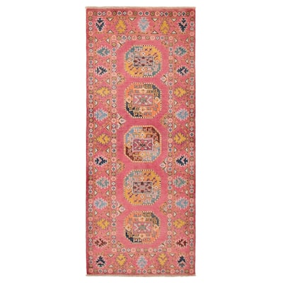 ECARPETGALLERY Hand-knotted Uzbek Ghazni Pink Wool Rug - 2'8 x 6'5