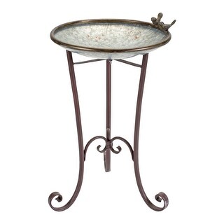 23.5" Galvanized Metal Outdoor Patio Bird Feeder or Planter