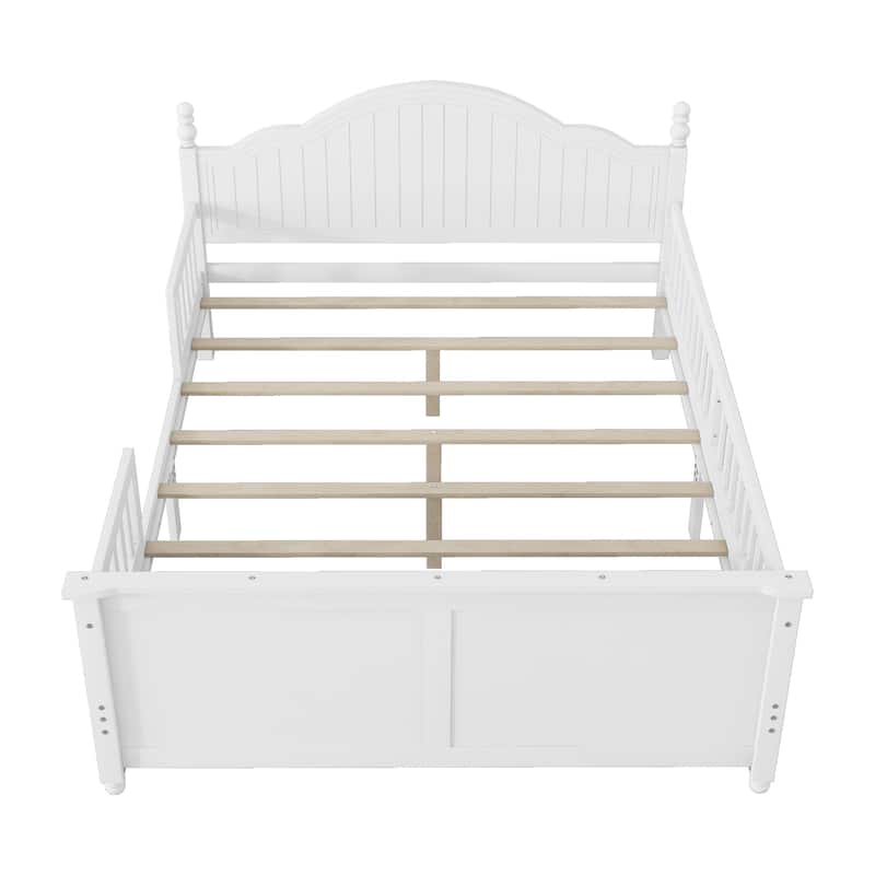 Full Size Bed For Kids, Wood Full Platform Bed with Headboard and Footboard, White