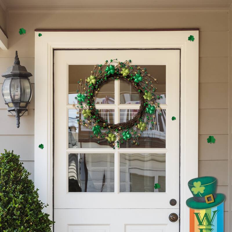 Glitzhome 20"D St. Patrick's Shamrock Berry Wreath