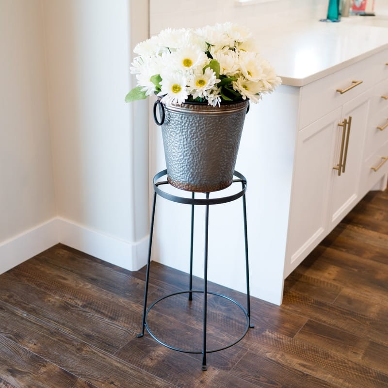 Achla Designs Indoor Outdoor Diamond Shaped Argyle Plant Stand IV, 24 Inch Tall, Roman Bronze Powder Coat Finish