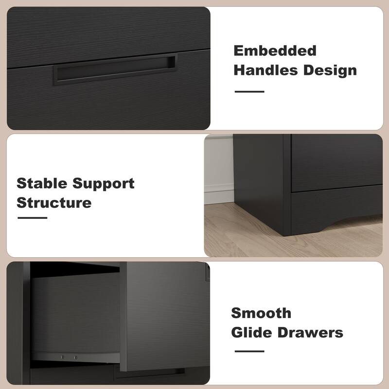 4/5 Drawer Dresser for Bedroom,Wooden Dresser Chest of Drawers with Embedded Handles